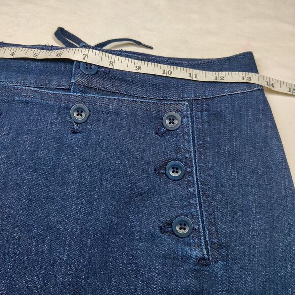 Moods of Florence Italy Stretch Denim Lace Up Midi Pencil Sailor Skirt Small - Picture 10 of 11
